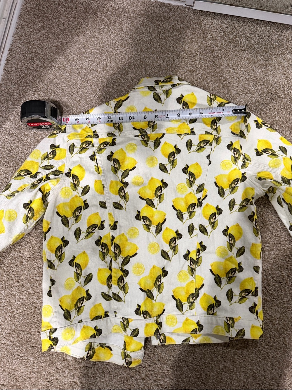 L’Agence Celine Lemon Print Denim Jacket Ivory Made in USA Yellow Size Medium - Picture 7 of 7